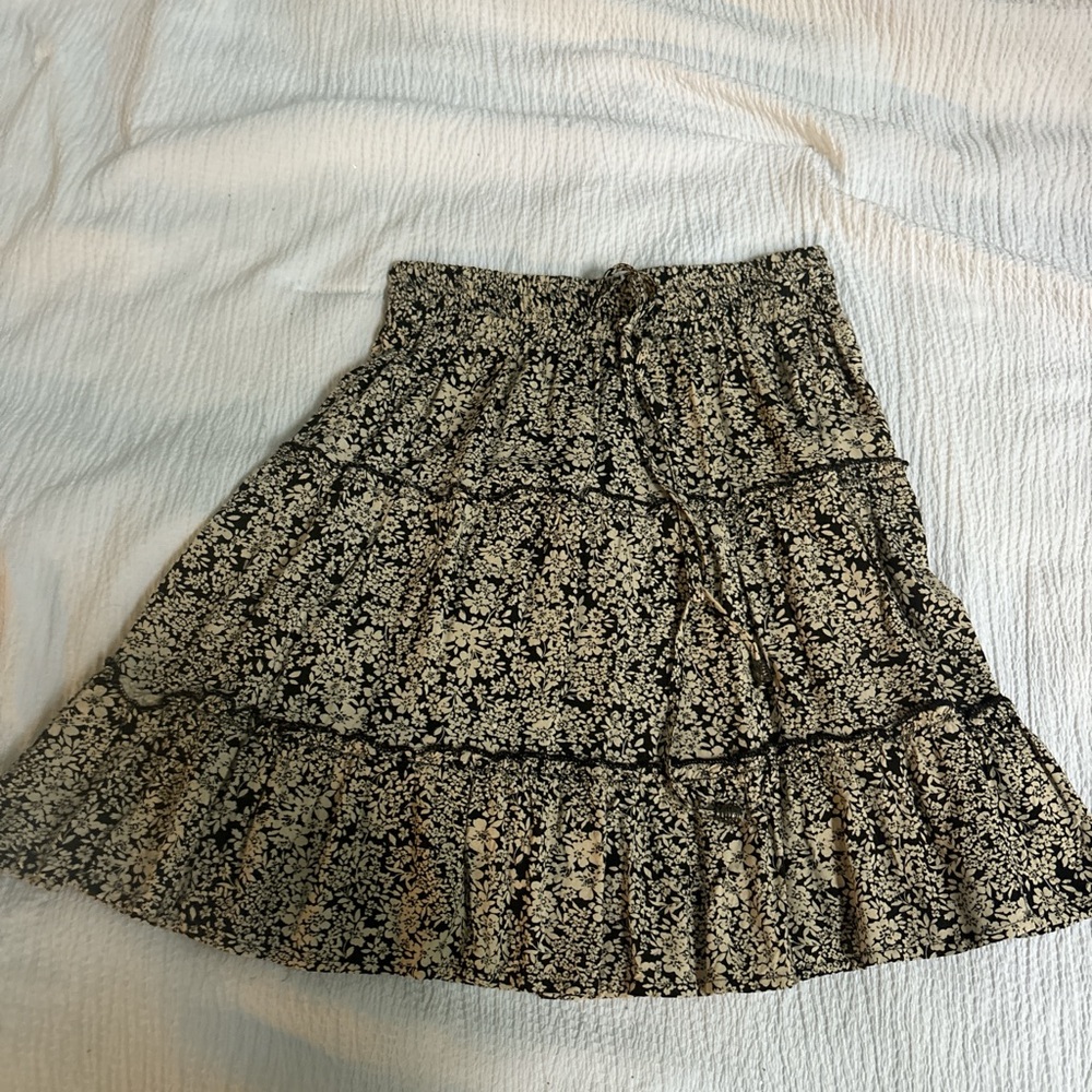 Floral Black and Cream Skirt